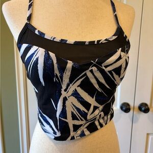 Fabletics Black and White Sleeveless Bustier Tank Top / Sports Bra
